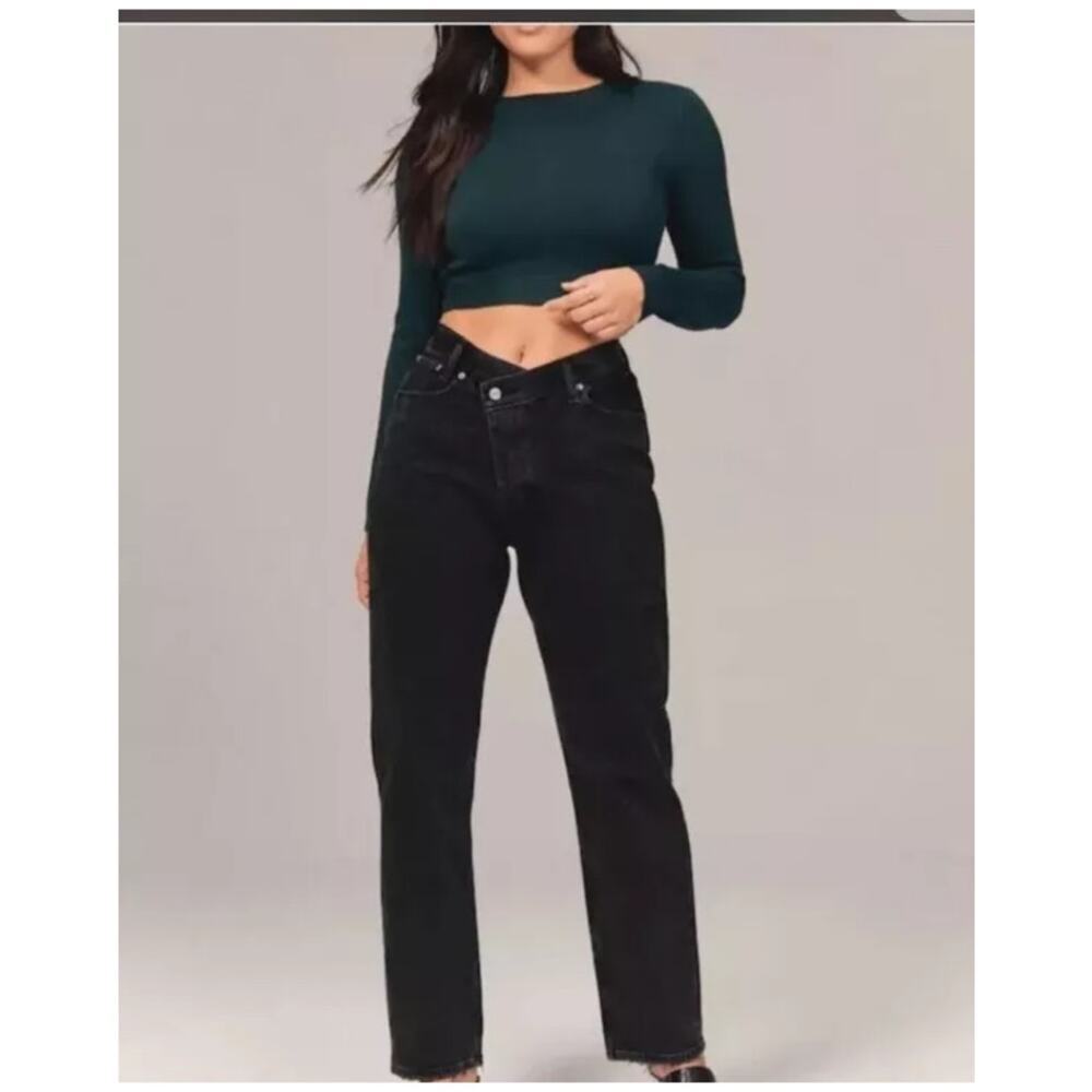 Abercrombie & Fitch The Dad High Rise Curve Love‎ Women's Jean Size 25 Black